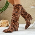 thumbnail image 7 of SACFOF Womens Classic Tall Knee High Block Heel Fashion Boots Animal Print Pointed Toe Chunky Heel Shoes, 7 of 7