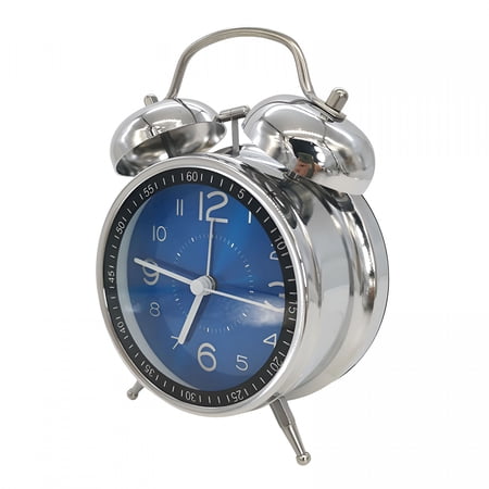 DESIGNICE Loud Alarm Clock for Heavy Sleepers Adults,Metal 4.5 Inches Twin Bell Battery Operated Analog Alarm Clocks for Bedrooms Decoration (Jewel Blue)