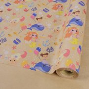 Mermaid Kraft Wrapping Paper for Girls Boys Kids - 17 Inch X 32 Feet Mini Roll Sea Fish Birthday Wrapping Paper Roll for Birthday, Party, Baby Showers Gift Wrap
