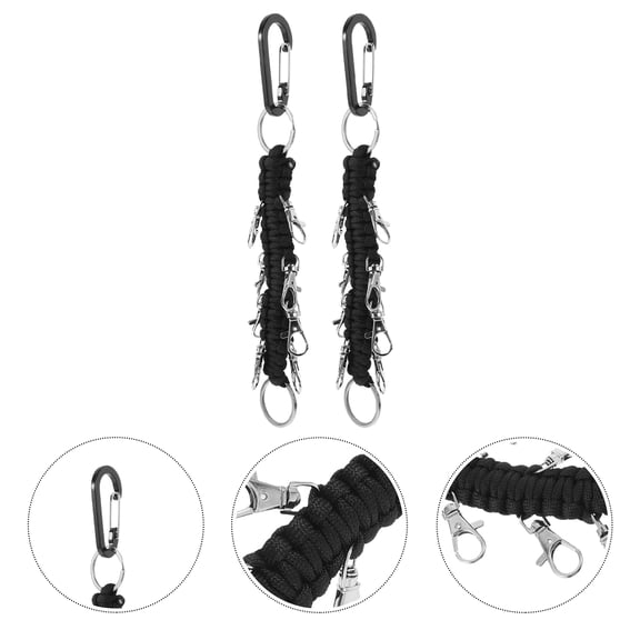 LOLIPPYY 2Pcs Black Paracord Key Holder with High Strength Carabiner and Multi Functional Use