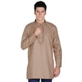 thumbnail image 1 of Robe Kurta Courte en Coton pour Hommes, Mode Indienne (Marron, G), 1 of 4