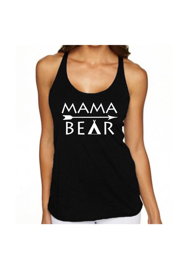 Mama Bear Arrow Printed Black Tank Top Mom Mother Family Tee Small