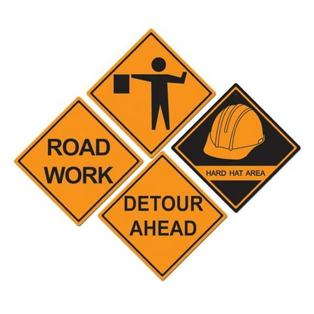 The Beistle Company 4 Piece Construction Sign Standup Set