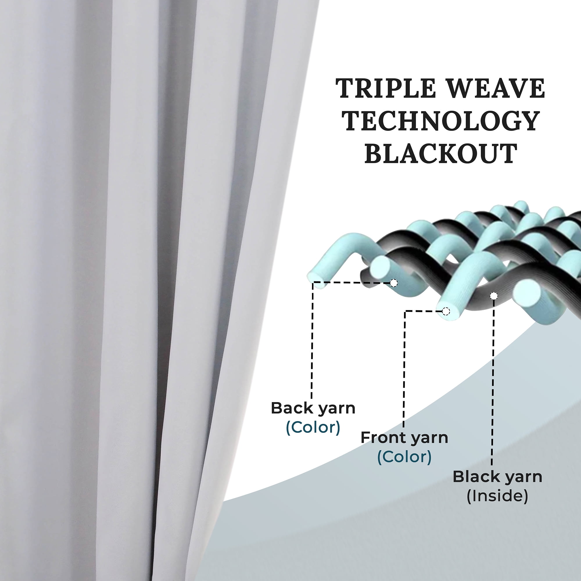 Superior Blackout Solid Light Filtering Rod pocket Curtain Panel Set, 26" x 84", Marshmellow