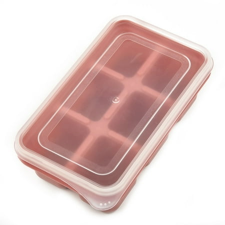 

Fancy Ice Cube Trays for Cocktails - Silicone Ice Cube Mold for Whiskey Easy Release Reusable Molds with Removable Lids for Making 6 Pcs Ice Cubes Pink