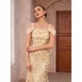 thumbnail image 5 of Gold Off-Shoulder Sequin Mermaid Evening Gown For Formal Party Prom, 5 of 6