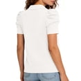 thumbnail image 4 of Camisetas de Manga Corta de Verano para Mujeres Moda Pullover de Color Sólido Botón de Solapa Botón Extraíble Camisetas de Manga Corta de Verano de las Mujeres, 4 of 5