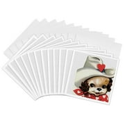 3dRose, Vintage Valentine Puppy, 12 Greeting Cards with envelopes