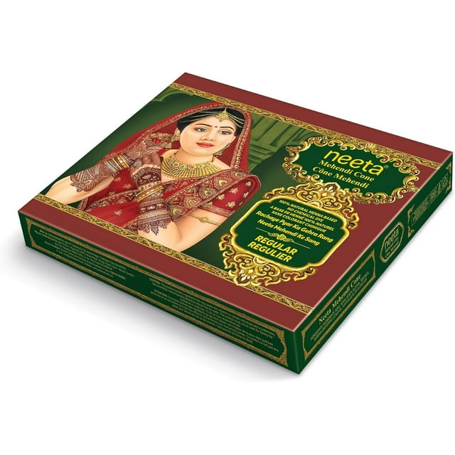 Neeta Lot de 12 Prêt à l'Emploi Pâte Henna Longue Tenue, Couleur Brun Rougeâtre, Pâte de Coloration Capillaire Parfaite, 9,73 oz