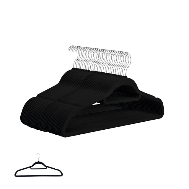 50 Ganchos PARA Ropa de Terciopelo Premium Zomilux antideslizantes y resistentes Negro