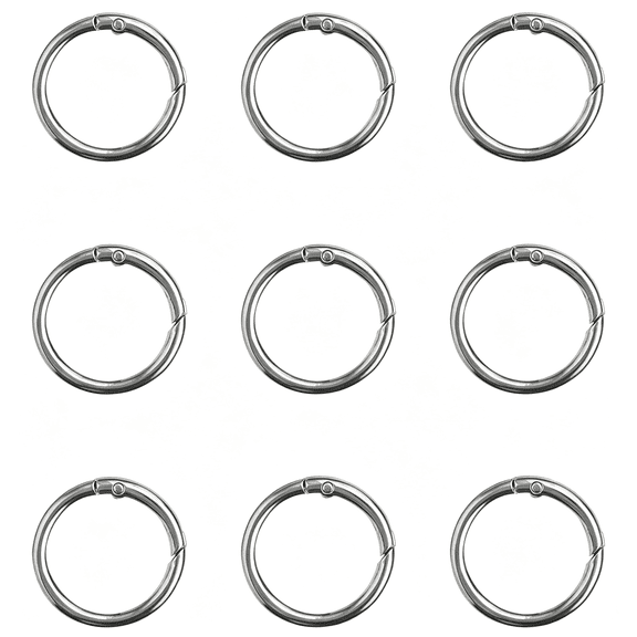 DESIGNICE 10-Pack 1" Spring Gate O-Rings ,Metal Keychain Clips for Lanyards ,Handbags ,Id Badges (Durable Metal Rings ,Silver ,Round Trigger Snap)