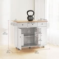 thumbnail image 2 of Îlot de Cuisine Roulant Blanc avec Abattant et Station de Recharge - Chariot de Cuisine de 53 Po L avec Tablette Ajustable et Rangement - Idéal pour la Cuisine, la Salle à Manger et les Réceptions, 2 of 7