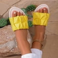 thumbnail image 5 of KIJBLAE Women's Color Block Flat Slide Sandals, Open Toe Non Slip Casual Slippers Summer Beach Vacation Outdoor Daily Wear Yellow 39, 5 of 9