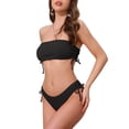 thumbnail image 4 of INSPIRAR CHIC Conjuntos de Bikini de Dos Piezas para Mujeres con Tirantes de Banda y Lazo Lateral, Parte Superior Sin Tirantes y Parte Inferior en Forma de Triángulo, Trajes de Baño Medianos en Negro, 4 of 5