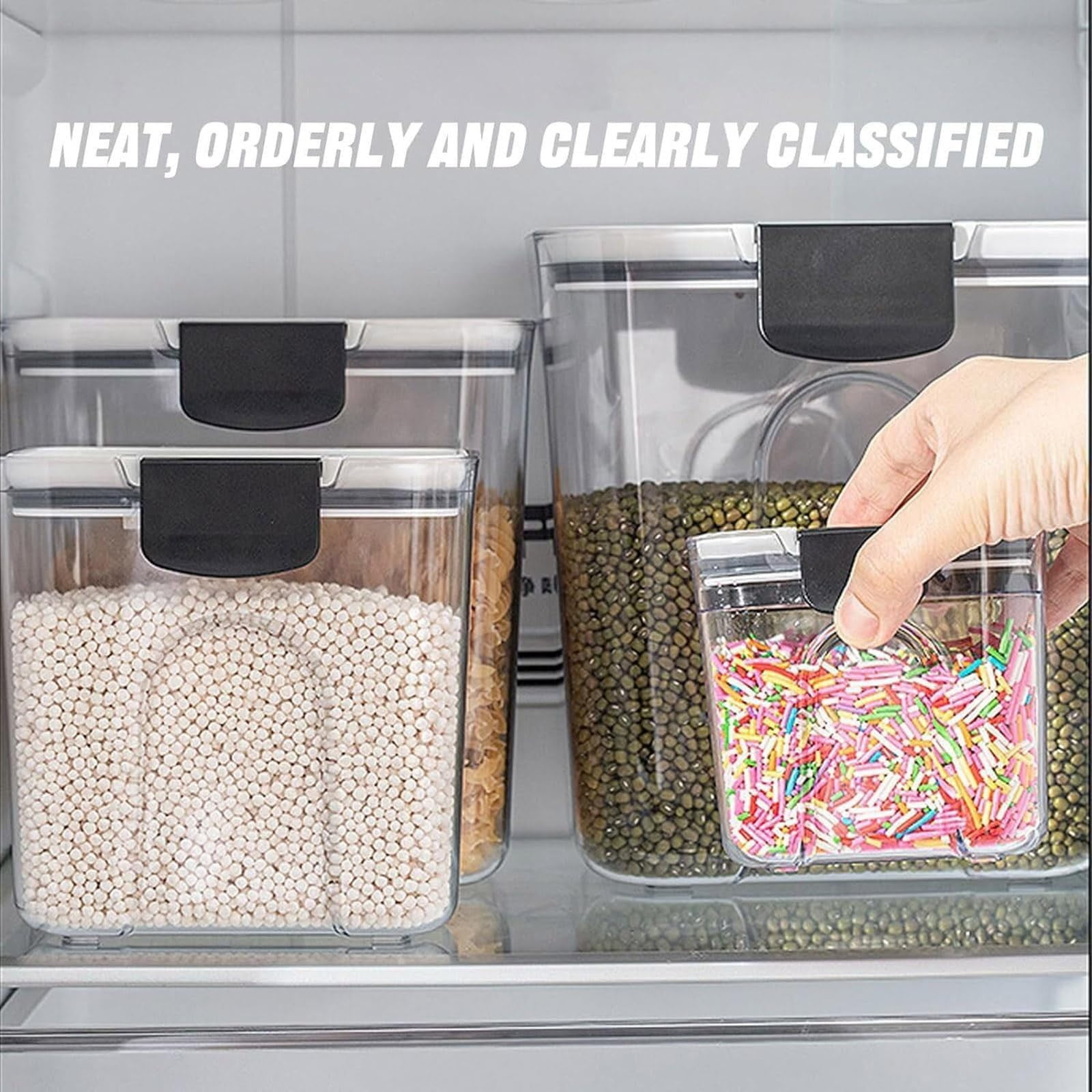 44oz Seal Clear Flip-Top Kitchen Food Storage Containers - Airtight & Moisture-Proof Plastic Pantry Organization Set, 4-Pack