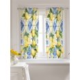 thumbnail image 3 of Botanical Lemon Curtains 45 Inch Length, Sheer Curtains for Bedroom Living Room Window Spring Countryside Floral Blue Tile Rod Pocket Voile Drapes Kitchen Curtains Small Half Window 42"x45" 2 Panels, 3 of 6