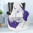 thumbnail image 4 of Hair Salon Soft Flannel Fleece Throw Blanket, Negative Effect of Woman with Short Messy Hair Monochrome Design, Cozy Plush for Indoor and Outdoor Use, 70" x 90", Violet and White, by Ambesonne, 4 of 5