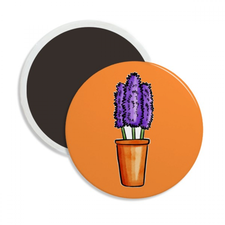 

Purple Potted Flower Simple Round Ceracs Fridge Magnet Keepsake Decoration