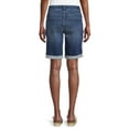 thumbnail image 2 of Time and Tru Women's Mid Rise Rolled Cuff Denim Bermuda Short, 2 of 5
