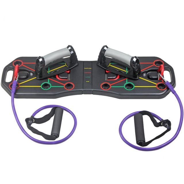 Système de Planche Push-up Pliable Multifonction avec Tubes de Résistance et Corde de Traction pour Musculation