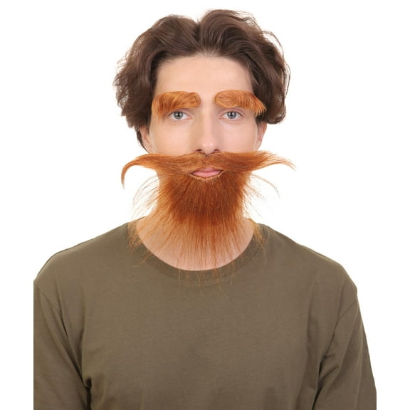 HPO Adult Men’s Ginger Brown Fake Mustache – Synthetic Fiber Facial Hair for Cosplay & Halloween Outfits