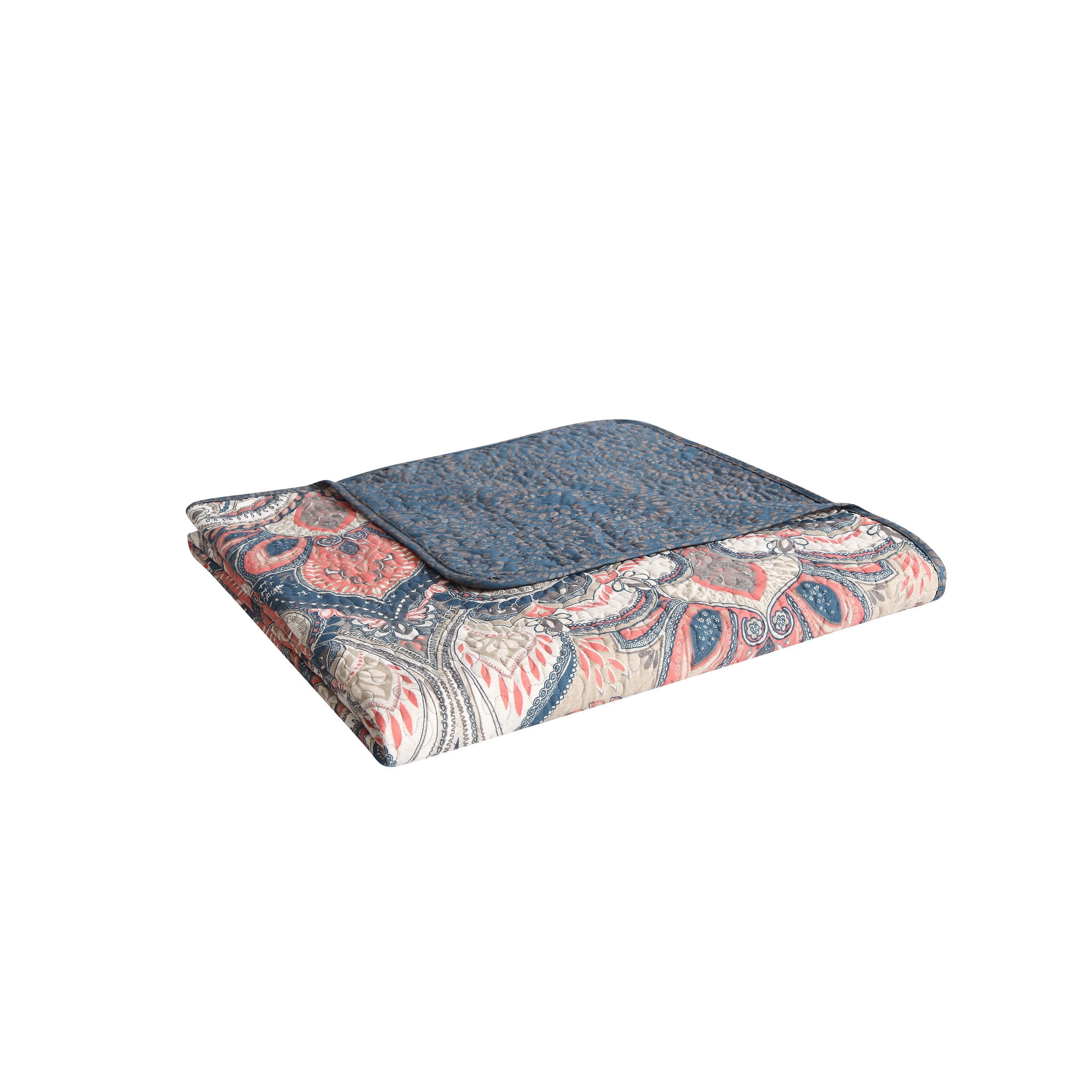 VCNY Home Casa Real 5-Piece Coral Damask Reversible Quilt Set, Full/Queen, Adult, Unisex