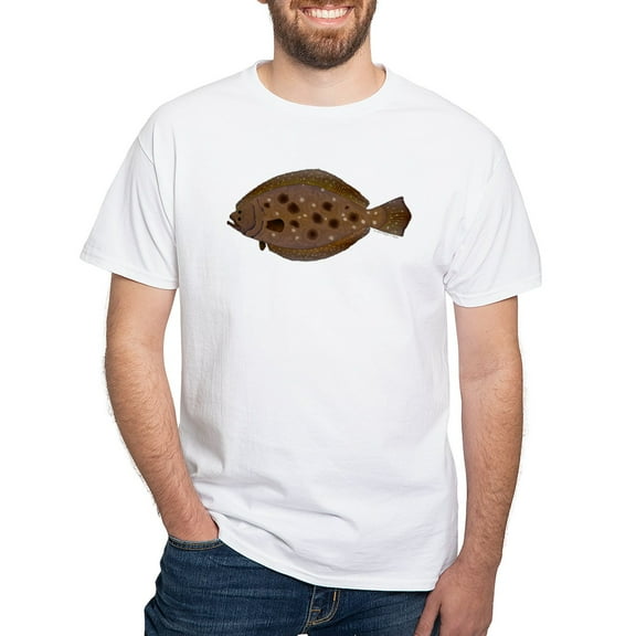 CafePress - Summer Flounder T Shirt - Men's White Classic Cotton T-Shirts