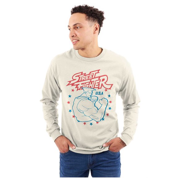 Street Fighter USA American Guile Men's Long Sleeve Tee T Shirt Brisco Brands S
