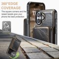 thumbnail image 4 of Elehold PU Leather Zipper Pocket Wallet Case for iPhone 16 Plus RFID Blocking Card Holders Large Capacity Anti-Scratch Detachable Handstrap Shockproof Case, Coffee, 4 of 8