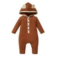 thumbnail image 1 of EDFBUYKRS Boys Girls Long Sleeve Ribbed Solid Color Button Romper Bodysuits, 1 of 4