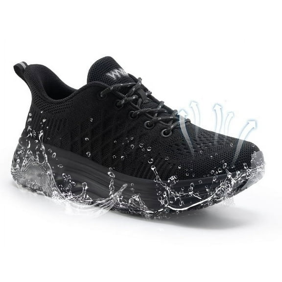 Black Slip Resistant Work Shoes for Women Comfortable Sneakers Chef Kitchen Walking Shoes