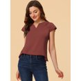 thumbnail image 2 of INSPIRE CHIC Blouse Haut pour Femme à Col en V, de Travail Décontracté, à Manches Courtes, 2 of 5