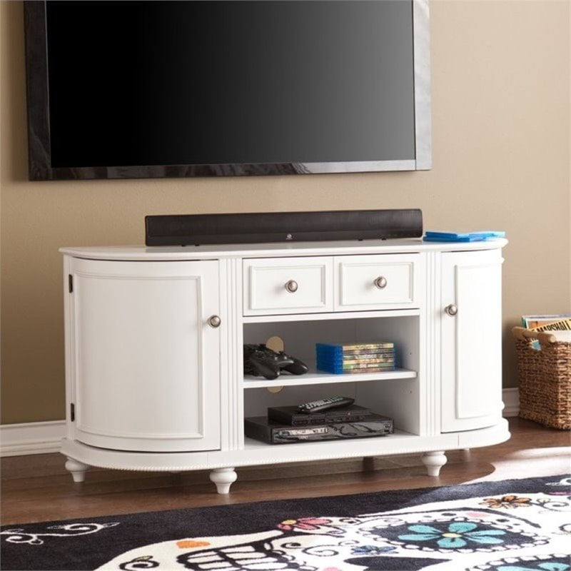 Pemberly Row 48 5 Tv Stand In White, White Tv Stand With Rounded Corners