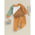 thumbnail image 3 of Bagilaanoe 2PCS Toddler Baby Boy Long Pants Set Contrast Color Long Sleeve Sweatshirt Pullover Tops + Sweatpants 6M 12M 18M 24M 3T Kids Casual Sweatsuits, 3 of 8