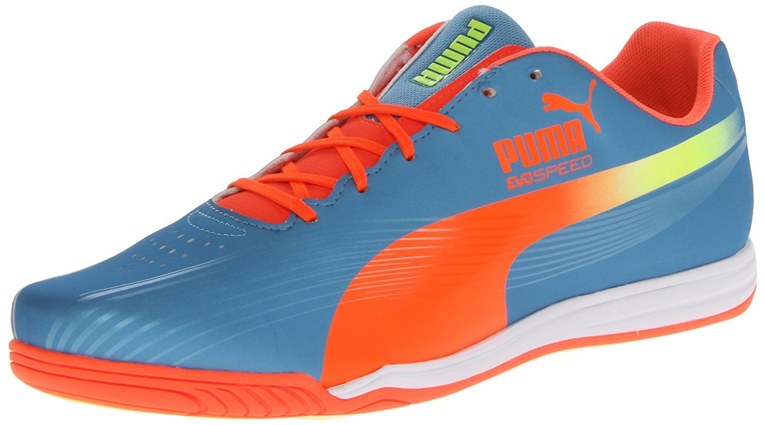 PUMA Men's Puma Evospeed Star II Soccer Shoe,Sharks Blue/Fluorescent Peach/Fluorescent Yellow,13 M US -