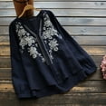 thumbnail image 3 of ZANZEA Women Retro Embroidery V Neck Long Sleeve Cotton Top Blouse, 3 of 4