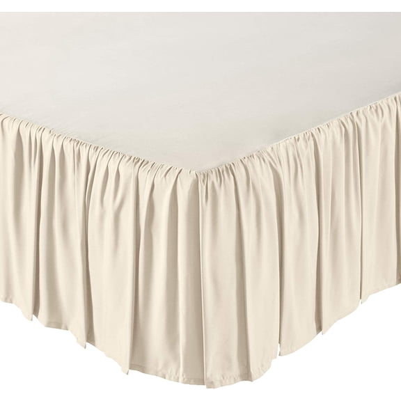 Ruffled Bed Skirt Split Corners with Platform, Tailored Fit Wrinkle Free Ultra-Soft Microfiber Dust Ruffle, Upto 18" Drop, Full, Ivory
