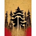 thumbnail image 1 of Japanese Woodblock Pine Trees Red Black Vintage Unframed Wall Art Print Poster Home Decor, 1 of 3