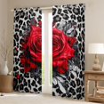 thumbnail image 2 of Castle Fairy Flower Red Rose Blackout Curtains Set of 2 (52x84 Each) for Female Men Adults,Chic Floral Blossoms Window Curtains,Abstract Leopard Print Curtains and Drapes,Breathable Home Decor, 2 of 6