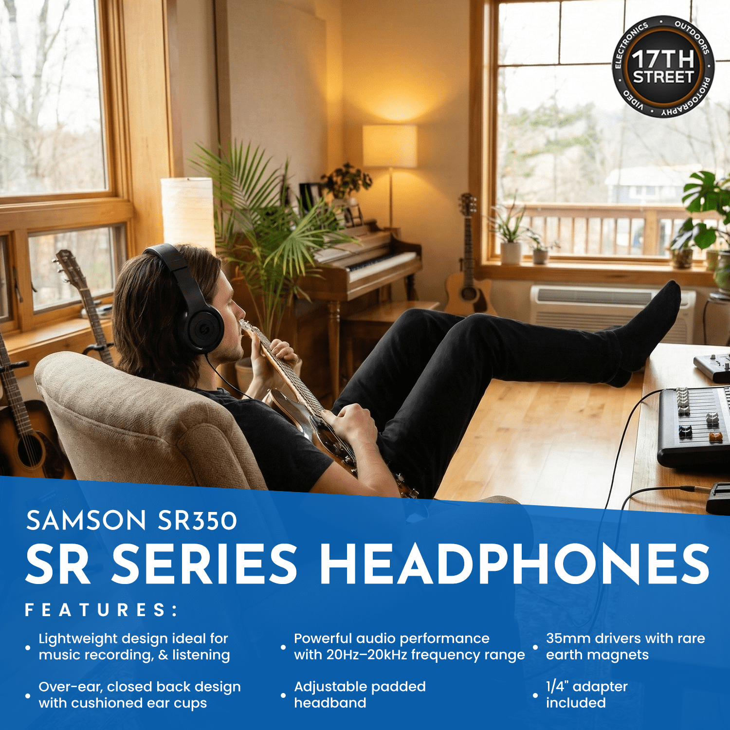 SAMSON Q2U USB/XLR Connectivity Dynamic Microphone with Accessories - PS04 Gooseneck Microphone Pop Filter, SR350 Over-Ear Stereo Headphone, Boom Arm Microphone Mic Stand & Cleaning Cloth - Bundle