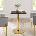 thumbnail image 2 of Modway Verne 24" Square Modern Wood & Metal Dining Table in Cherry Walnut/Gold, 2 of 5