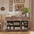 thumbnail image 4 of PurelyGoods 55" Large Buffet Sideboard Cabinet with 3 Doors and 2 Drawers, Buffet Table Coffee Bar Wine Bar Storage Cabinet for Dining Room, Living Room, Warm Brown, 4 of 13