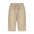 thumbnail image 4 of QATAINLAV Bermuda Shorts for Women Plus Size Loose Knee Length Short Pants Summer Drawstring Beach Shorts with Pockets Vacation Outfits Beige XXL Sales for Today, 4 of 6