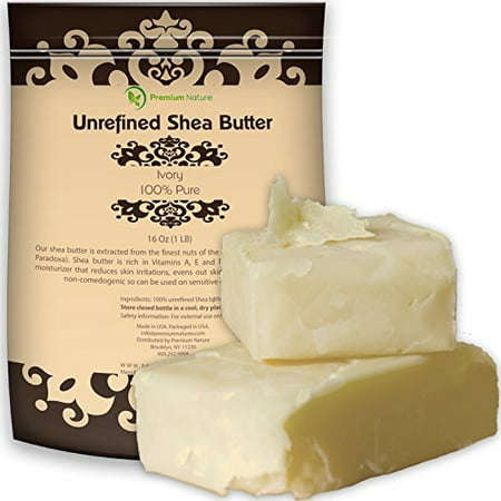 Organic Unrefined African Shea Butter - 16 oz Raw for Body Butters Lotions LipBalm Strech Mark Removal Eczema - Best Pure Skin & Hair Care - for DIY Premium