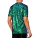 thumbnail image 3 of Camiseta INSPIRE CHIC para hombre de manga corta, cuello redondo, ajuste regular, ideal para fiestas y clubes, camiseta brillante de disco, color verde, 3 of 4