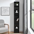 thumbnail image 6 of 8 Tier Tall Narrow Media Tower Rack  Adjustable Shelves For CD Or DVD Multi Functional Double Decker Bookcase For Home Officeï¼Black+MDFï¼, 6 of 27