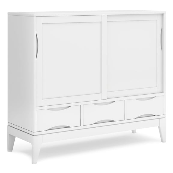 Harper 48 inch Wide Solid Hardwood Mid-Century Modern Medium Storage Cabinet in White