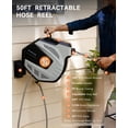 thumbnail image 3 of Sunpow Retractable Garden Hose Reel - 1/2 Inch X 50Ft Wall Mounted Hose Reel With 3/4 Inch Brass Fitting & 10 Function Sprayer Nozzle - Any Length Lock Auto Rewind System 180Swivel Bracket - Grey, 3 of 5