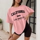 thumbnail image 2 of Camiseta holgada de manga corta y cuello redondo con estampado informal para mujer, 2 of 4