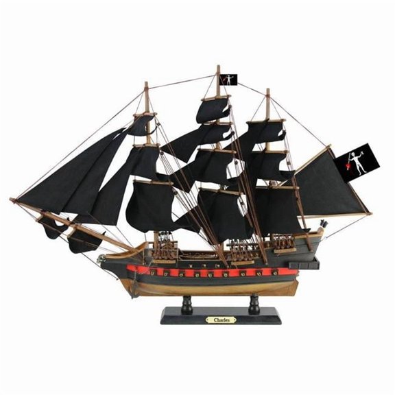 Handcrafted Model Ships Charles-26-Black-Sails Wooden John Halseys Charles Sails Limited Model Pirate Ship, Black - 26 in.
